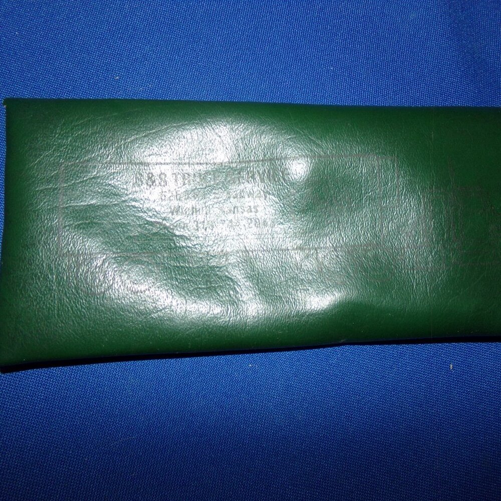 Vintage S&S Truck Service Wallet Folder - Wichita, Kansas- Green Pleather Velcro